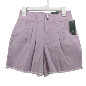 Wild Fable Jean Shorts Pleats Lavender 12 Cutoff Super High Rise Bermuda Raw Hem